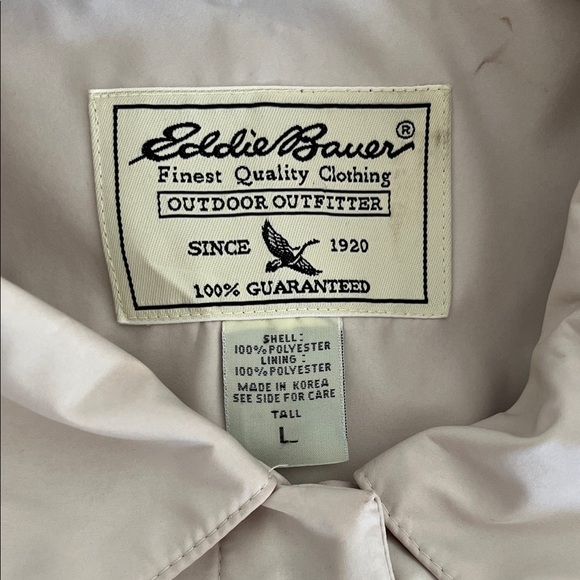 Vintage Eddie Bauer Women's Cream Trench Coat Jacket - Size Large - Picture 2 of 16